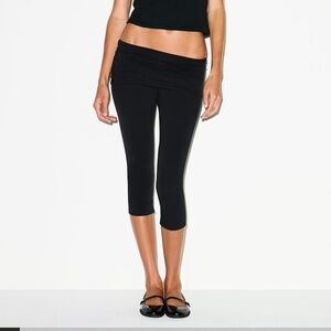 Skims Black COTTON JERSEY FOLDOVER CAPRI Leggings